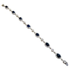 Sapphire and Diamond Floret Link Bracelet in 18k White Gold