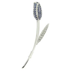 Broche Flor de Zafiro y Diamantes