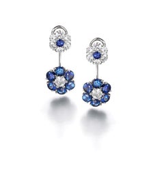 Auction - Sapphire and Diamond Flower Drop Earrings