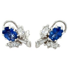 Sapphire and Diamond Flower Earrings