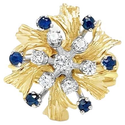 Sapphire and Diamond Flower Ring