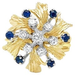 Sapphire and Diamond Flower Ring