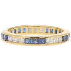 Sapphire and Diamond Full Eternity Ring in 18 Karat Yellow Gold