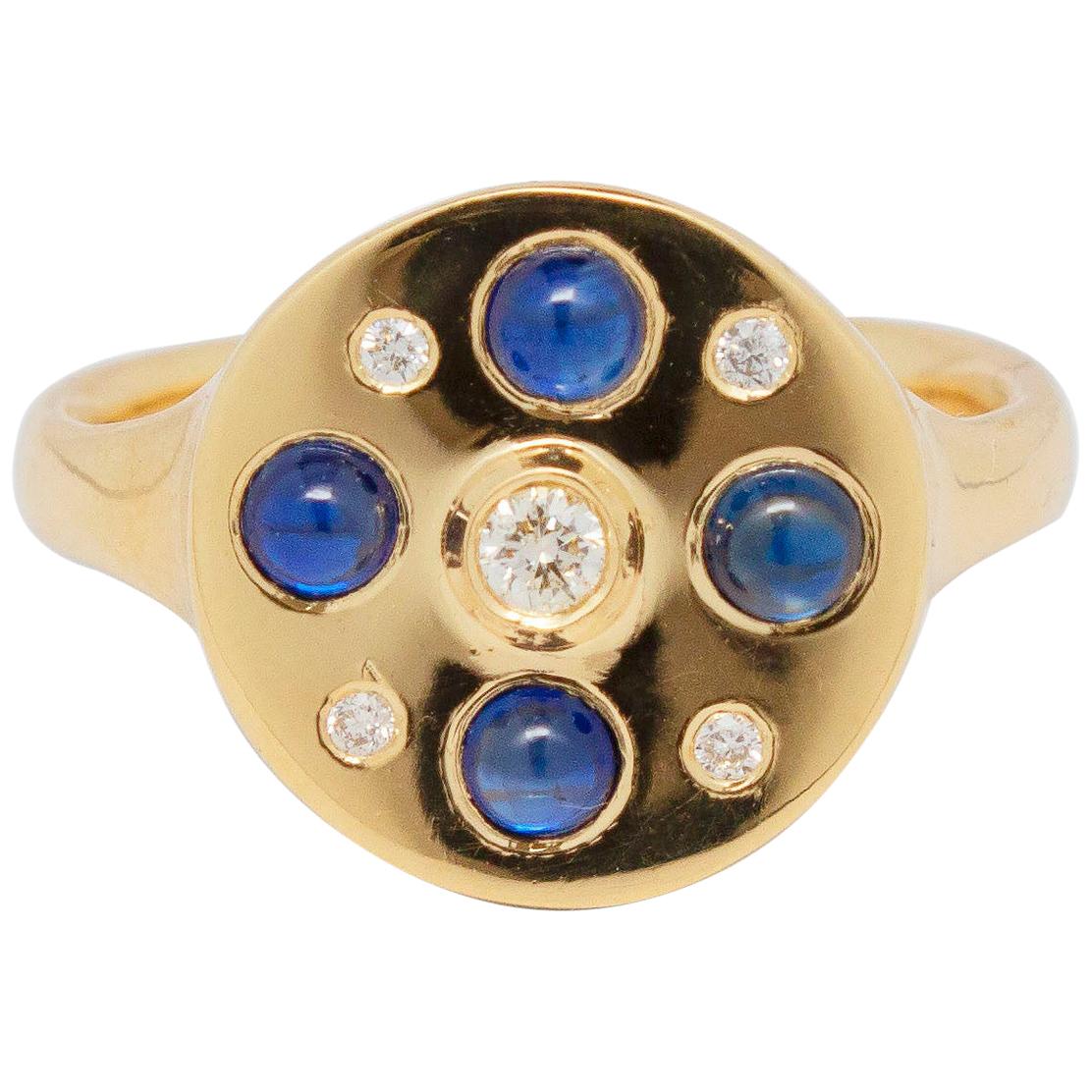 Sapphire and Diamond Gold Cocktail Ring For Sale