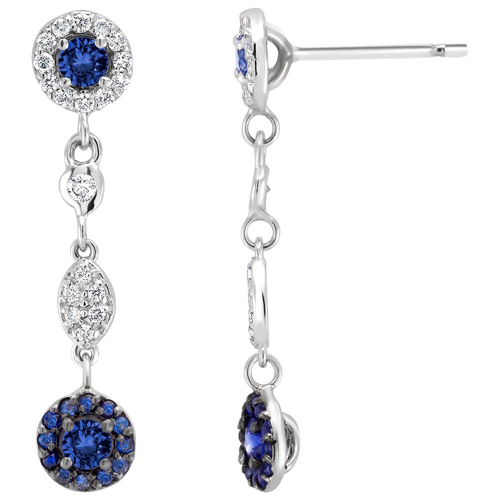 Sapphire and Diamond Gold One Inch Long Drop Earrings Weighing 1.70 Carat 