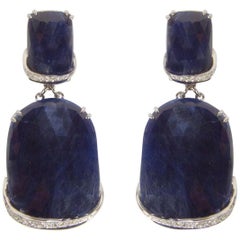 Sapphire and Diamond Gold Drop Statement Earrings Estate Fine Jewelry