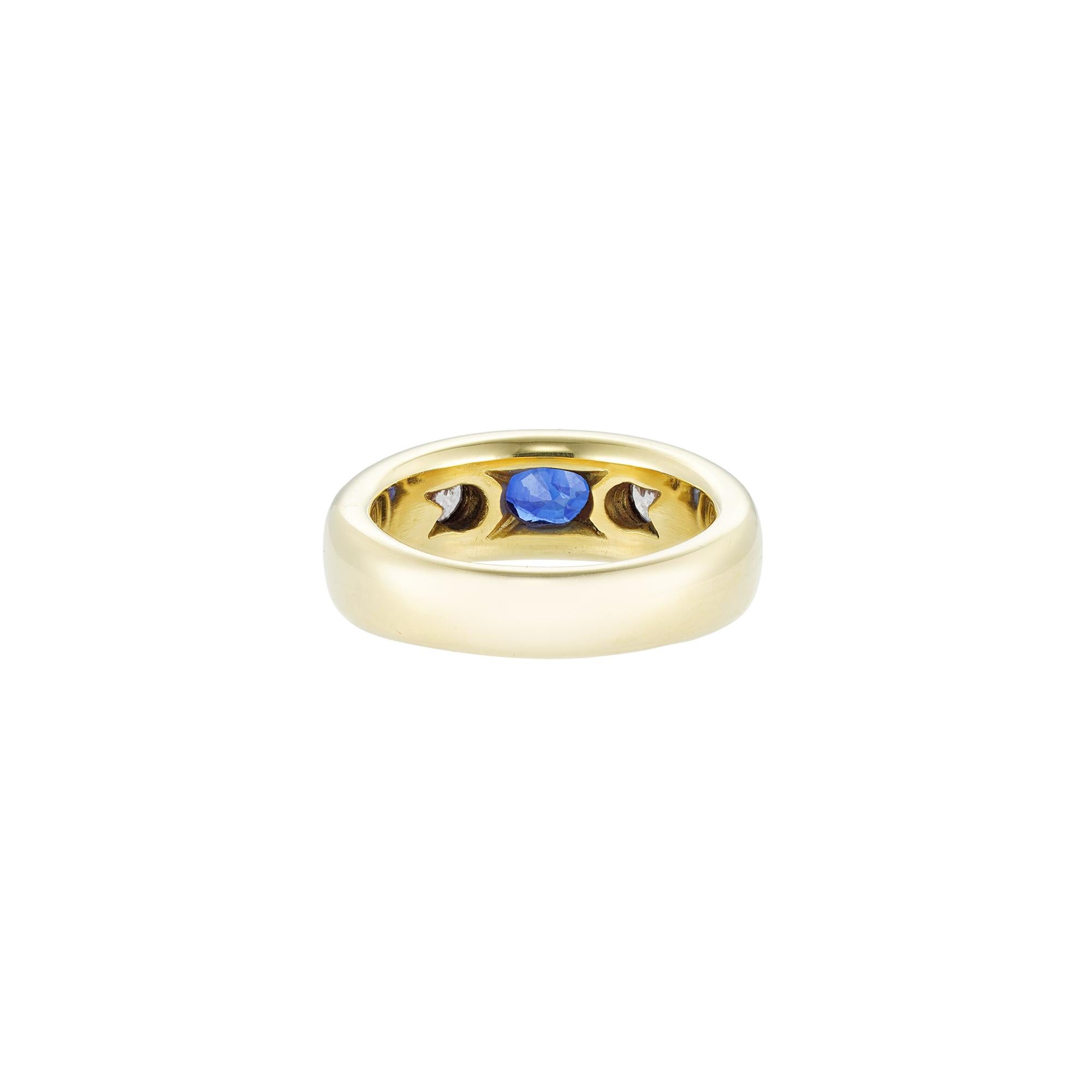Oval Cut Sapphire and Diamond Gold Gypsy Ring