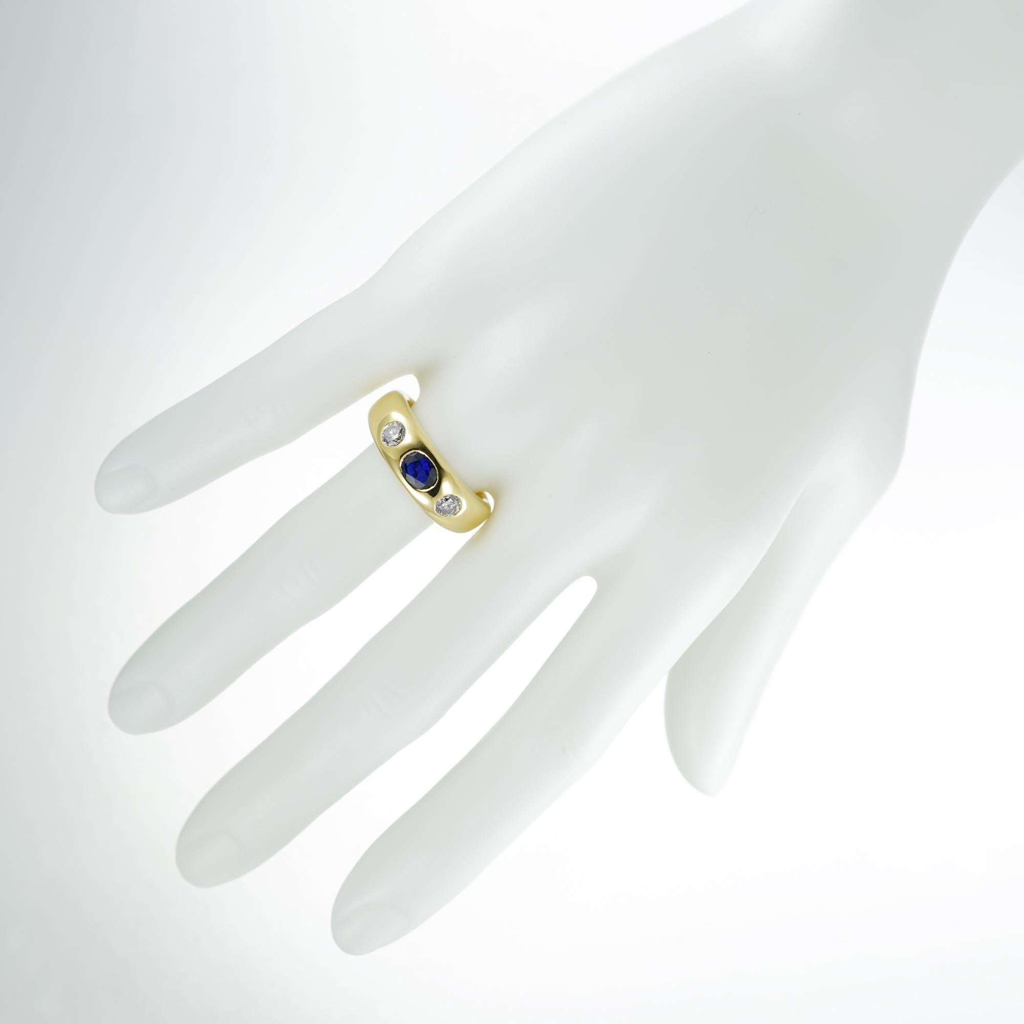 Women's or Men's Sapphire and Diamond Gold Gypsy Ring