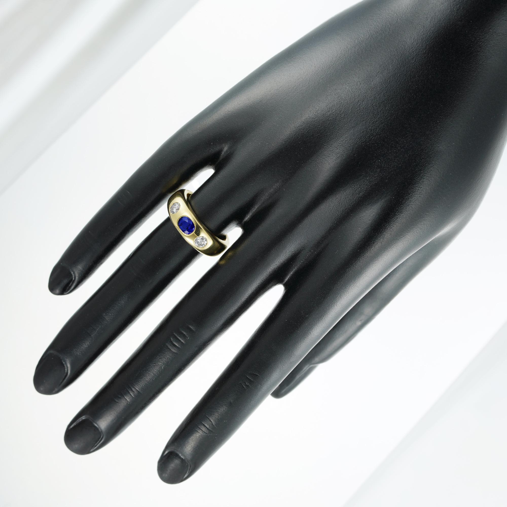 Sapphire and Diamond Gold Gypsy Ring 1