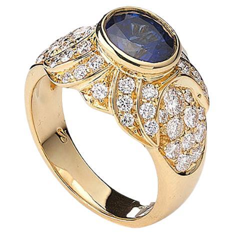 Sapphire and Diamond Gold Ring For Sale