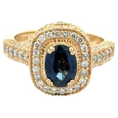 Sapphire and Diamond Gold Vintage LeVian Designer Ring