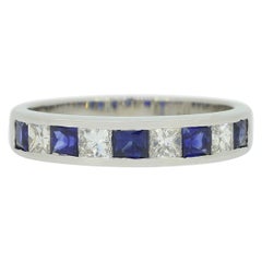 Sapphire and Diamond Half Eternity Band