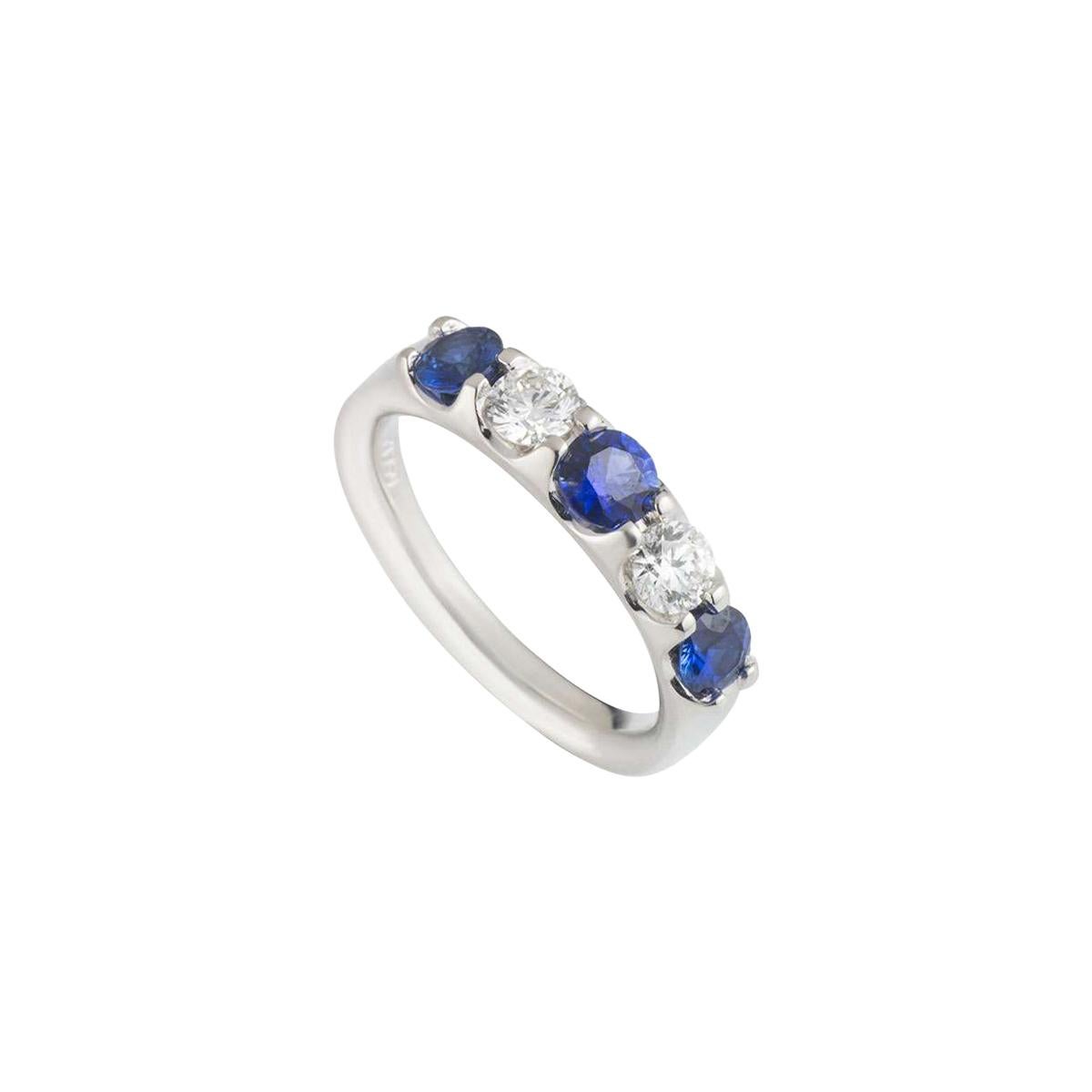 Sapphire and Diamond Half Eternity Band Ring