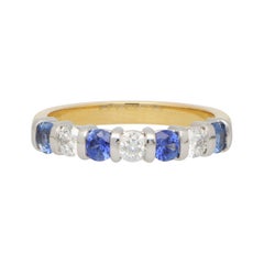 Sapphire and Diamond Half Eternity Ring in 18 Karat Gold