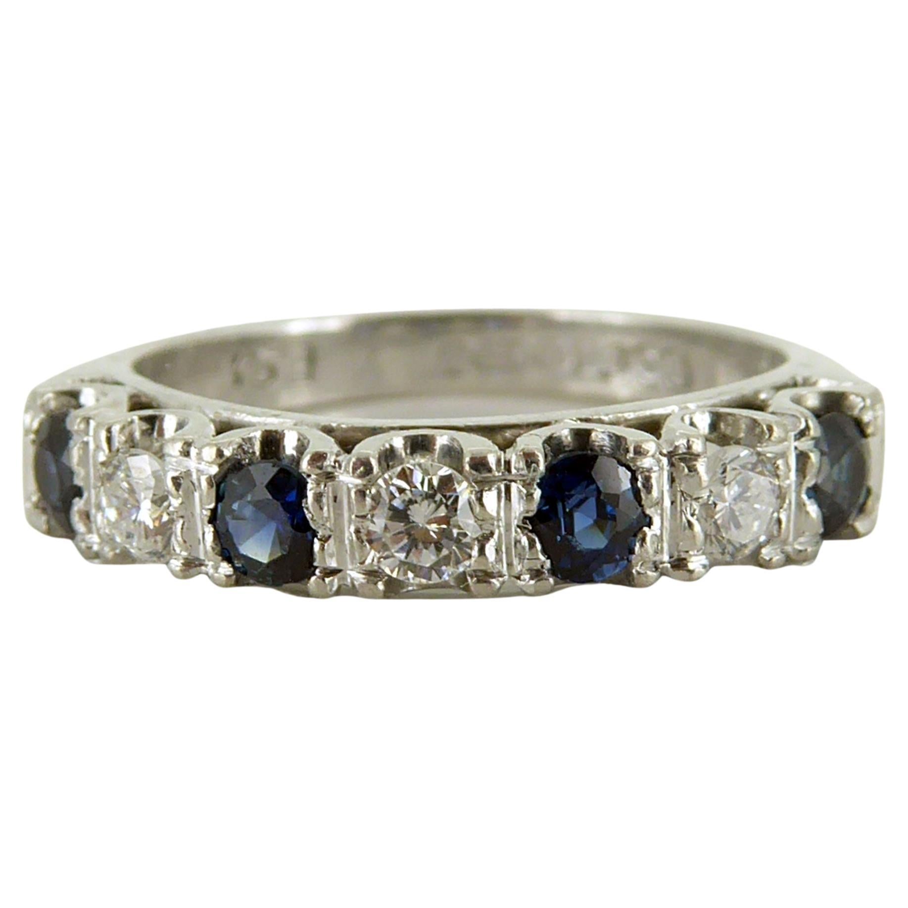 Antique Victorian, 18ct Yellow Gold, Natural Sapphire and Diamond Half ...