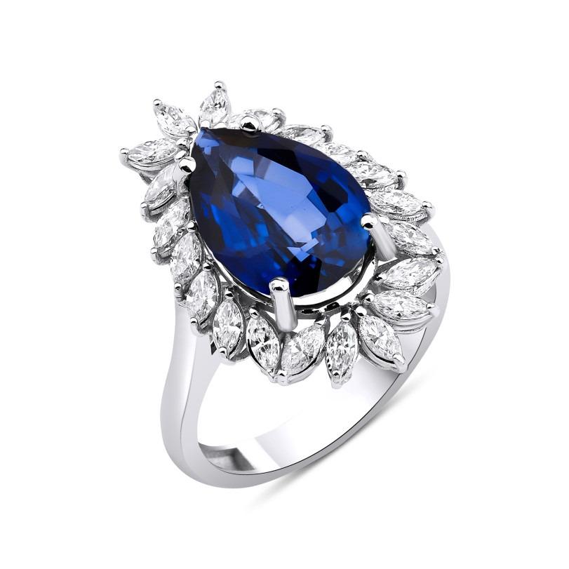 Anillo Halo Zafiro Y Diamantes 8,14ct
