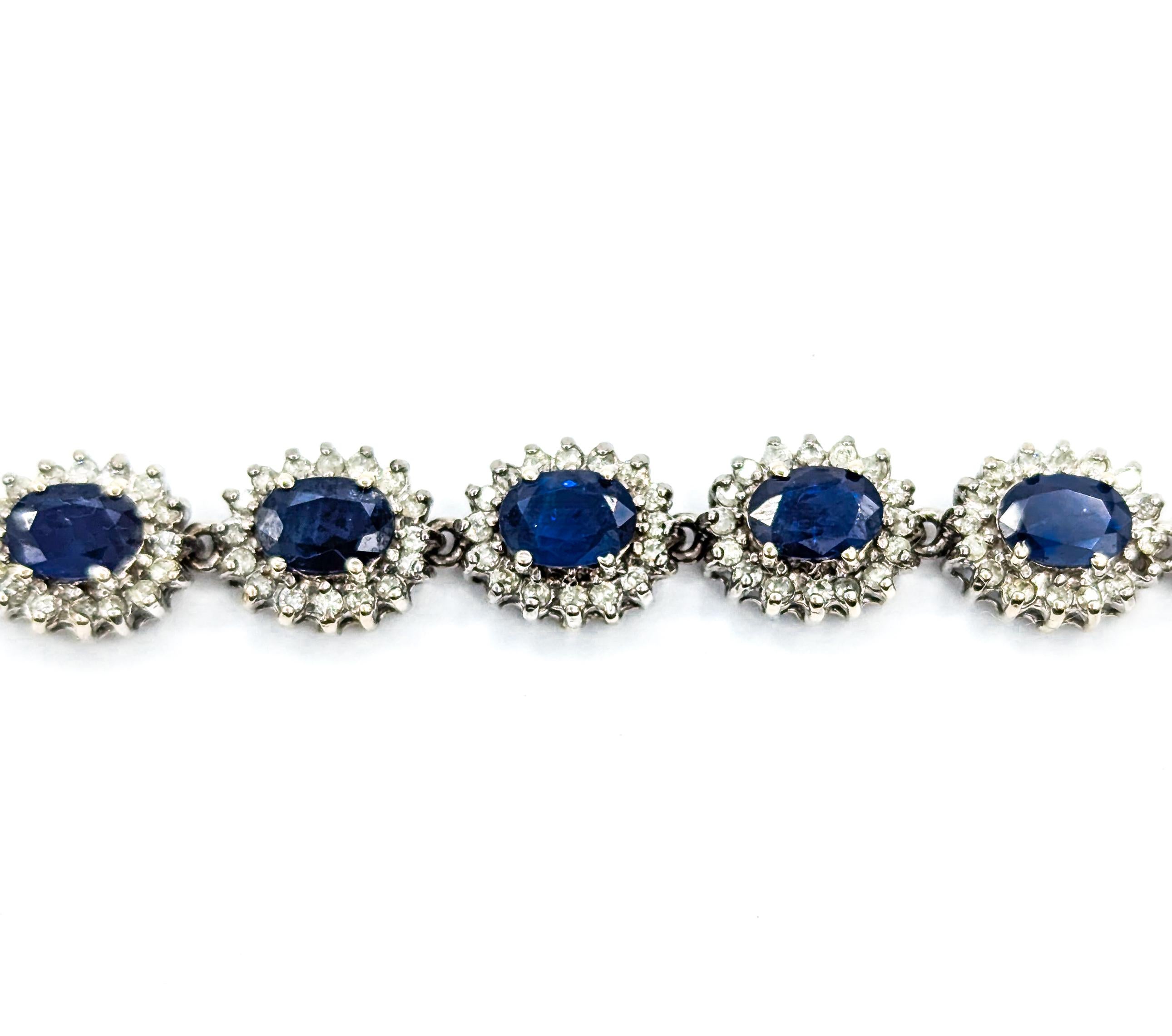 Sapphire and Diamond Halo Bracelet in White Gold 6