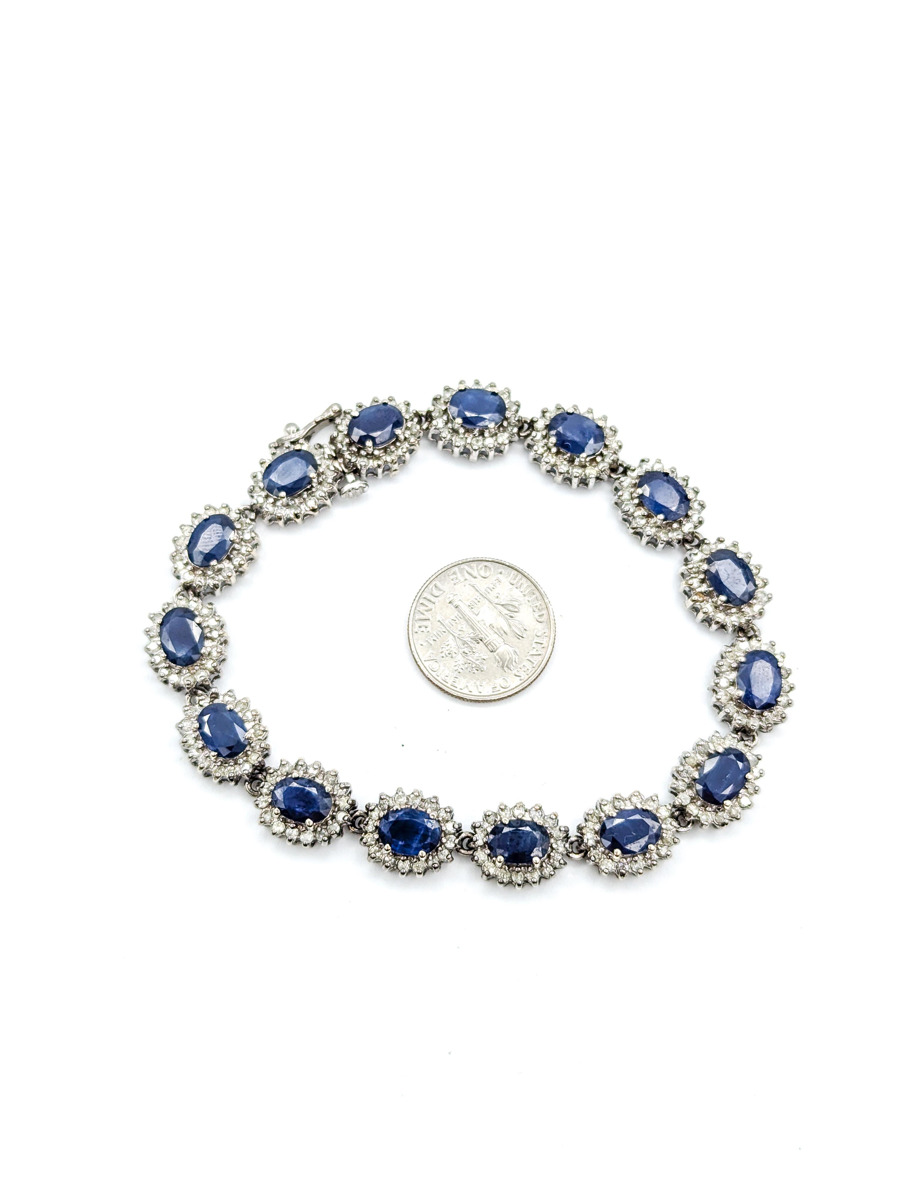 Sapphire and Diamond Halo Bracelet in White Gold 1