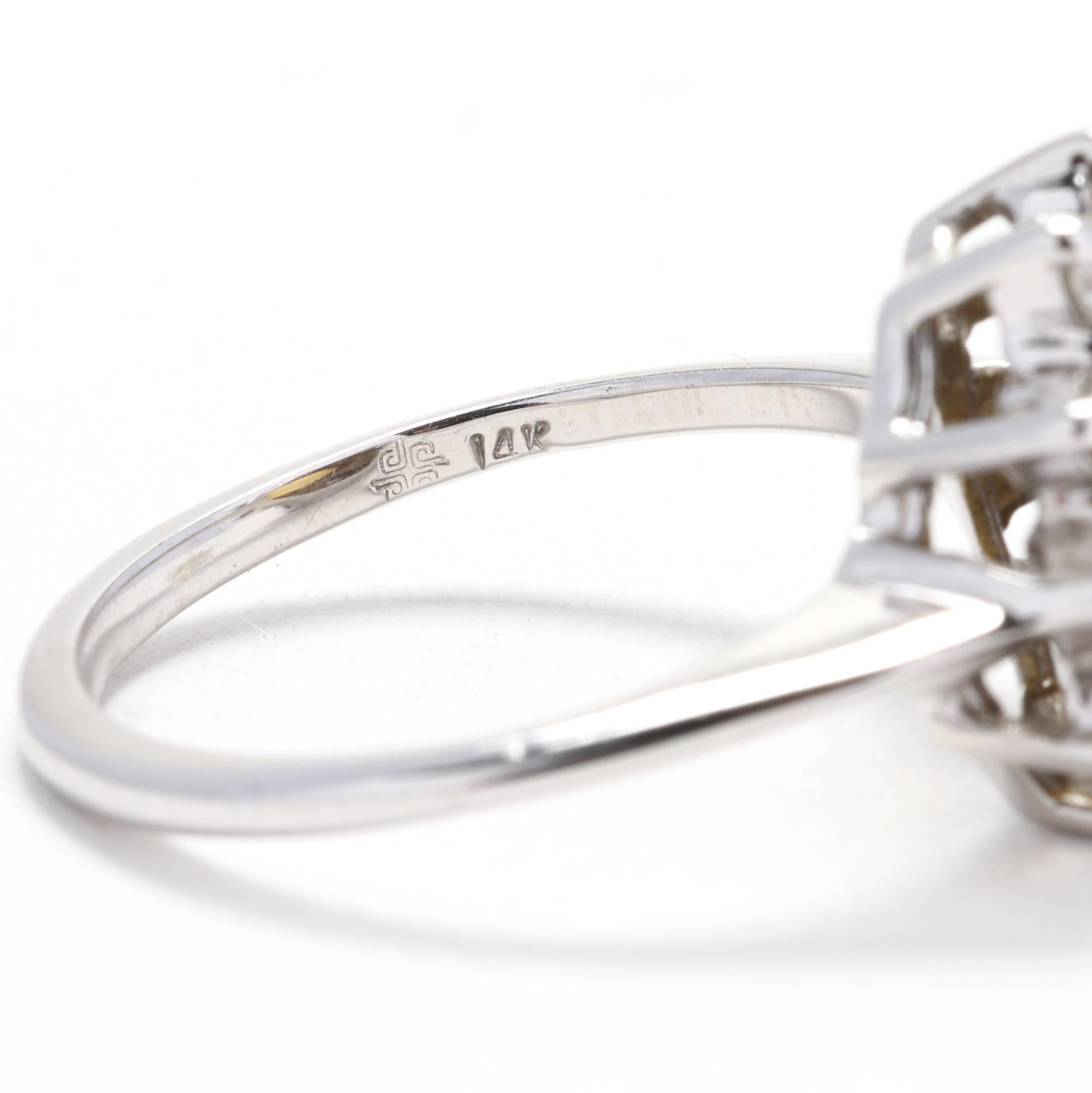 Bague cocktail saphir et diamant halo, or blanc 14k, taille 5.75 Unisexe en vente