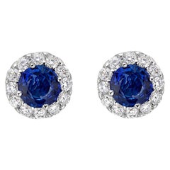 Sapphire and Diamond Halo Earstuds