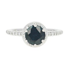 Sapphire and Diamond Halo Engagement Ring, 14 Karat Gold Round Cut 2.50 Carat