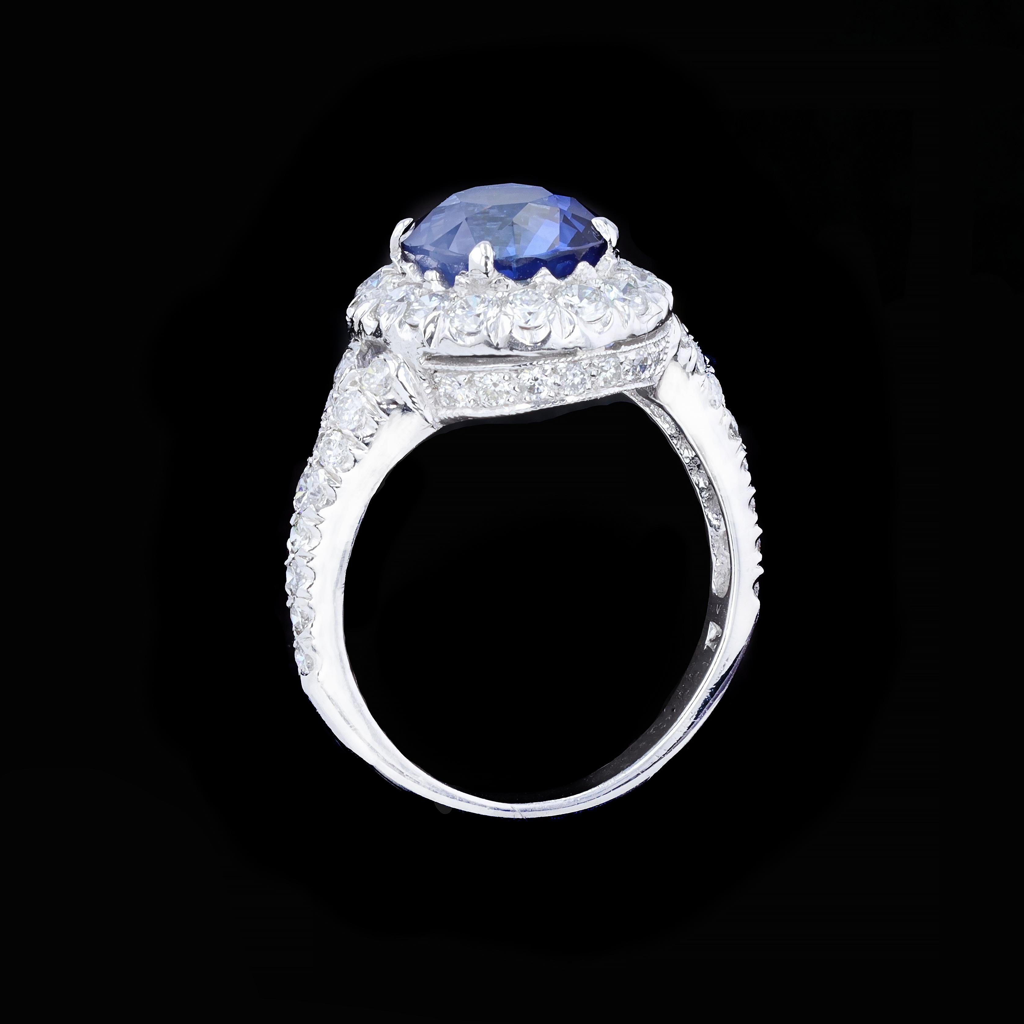 Sapphire and Diamond Halo Ring 1