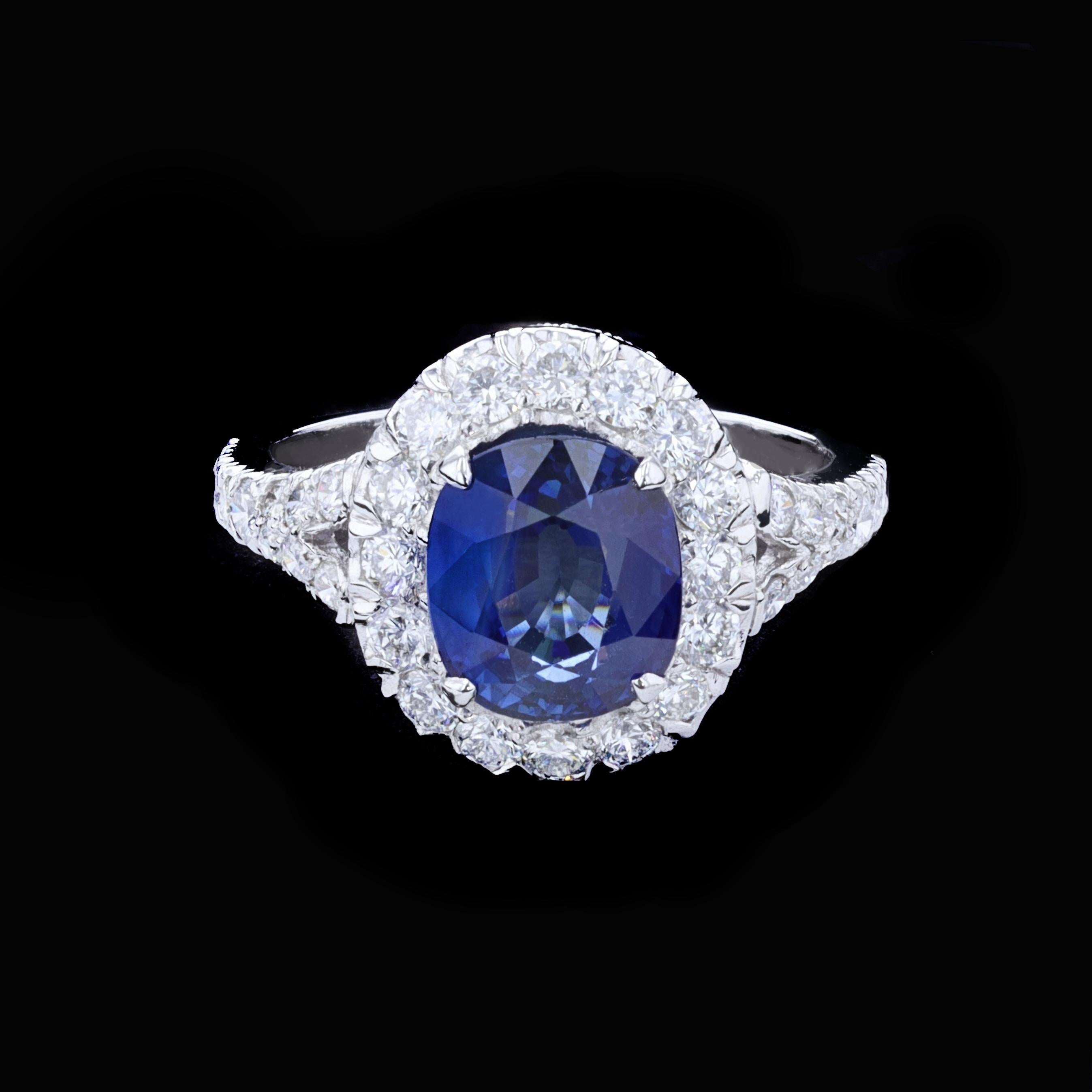 Sapphire and Diamond Halo Ring 2
