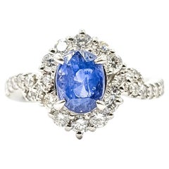 Sapphire and Diamond Halo Ring in Platinum- GIA NO 2506869520