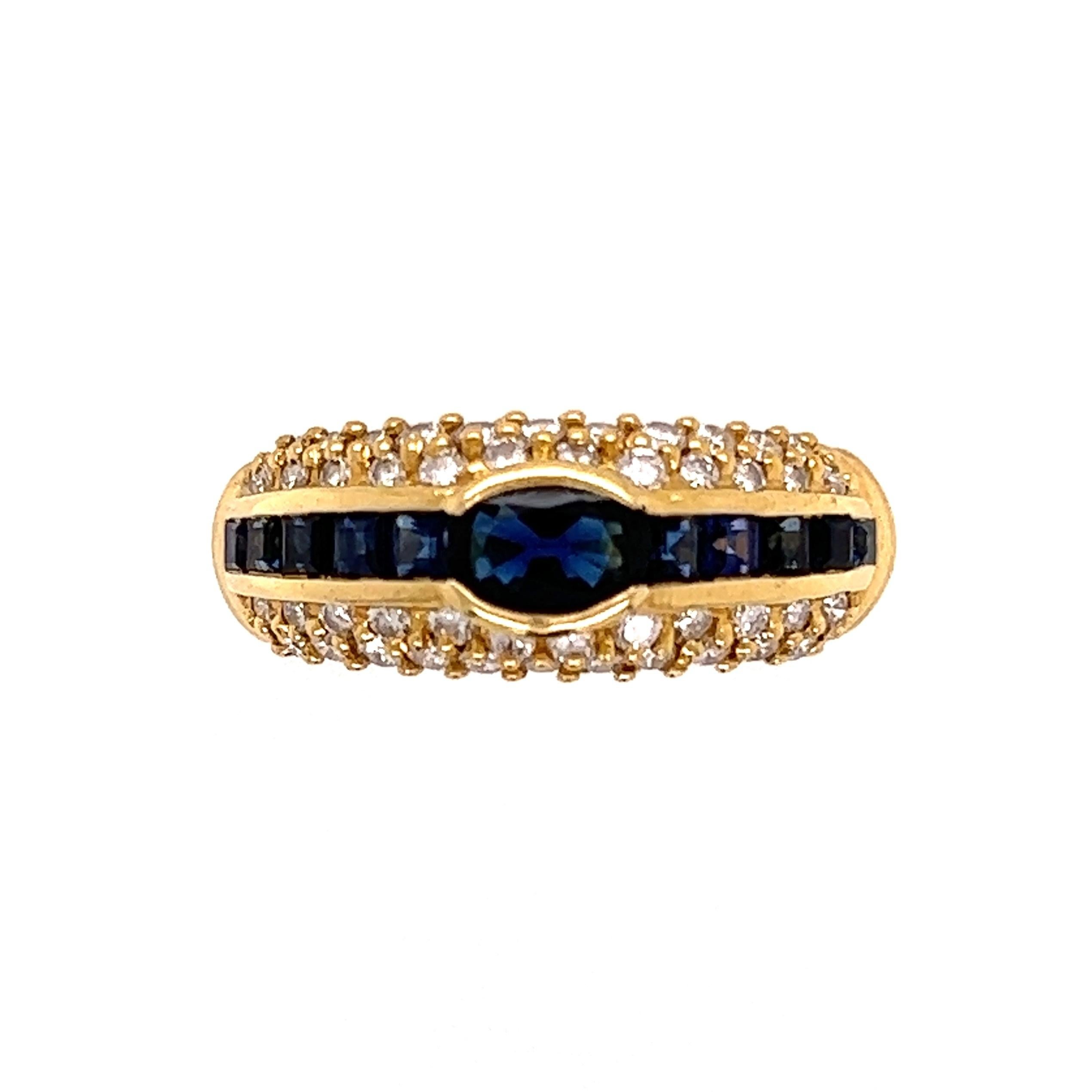 Mixed Cut Sapphire and Diamond Hammerman Brothers Gold Band Ring