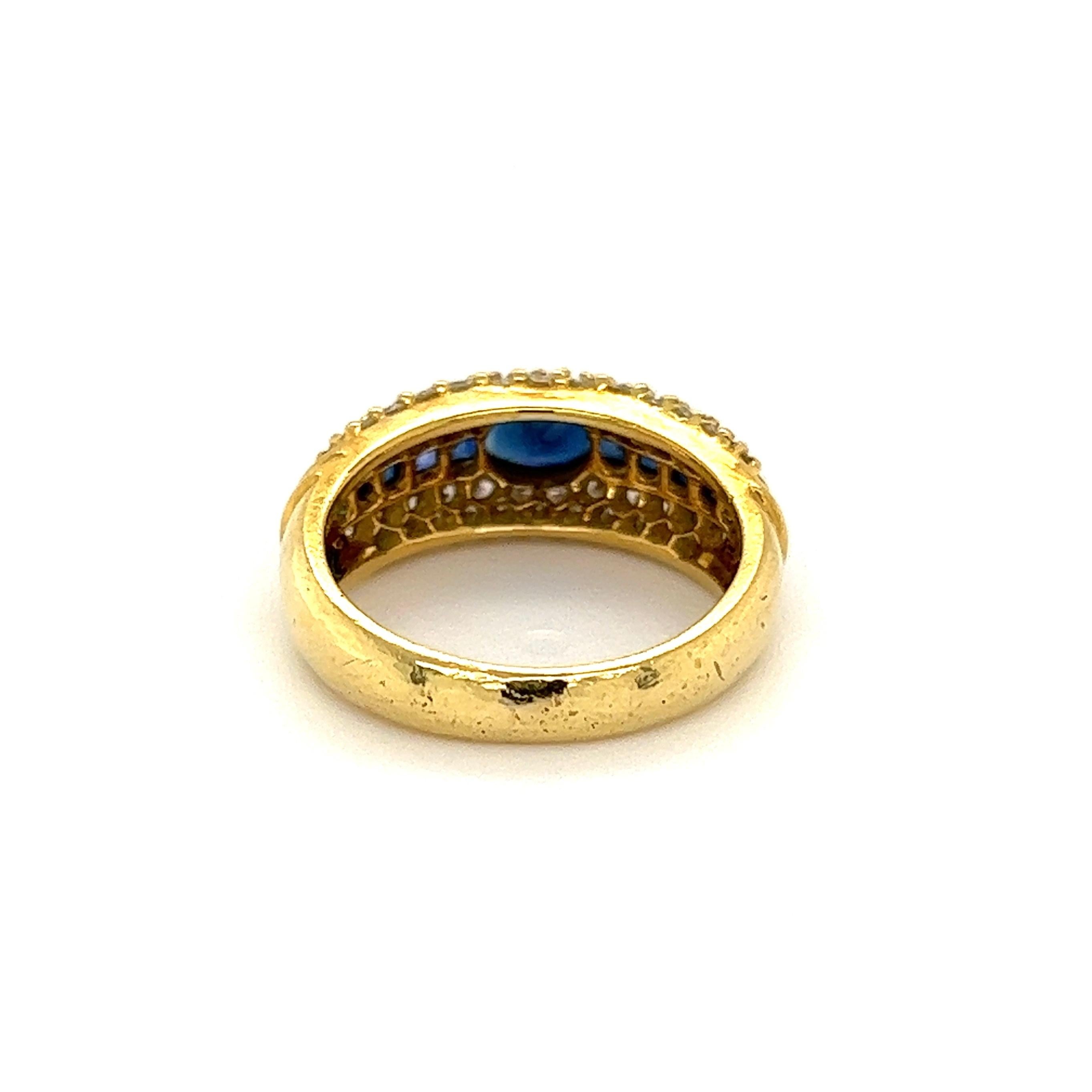 Sapphire and Diamond Hammerman Brothers Gold Band Ring In Excellent Condition In Montreal, QC