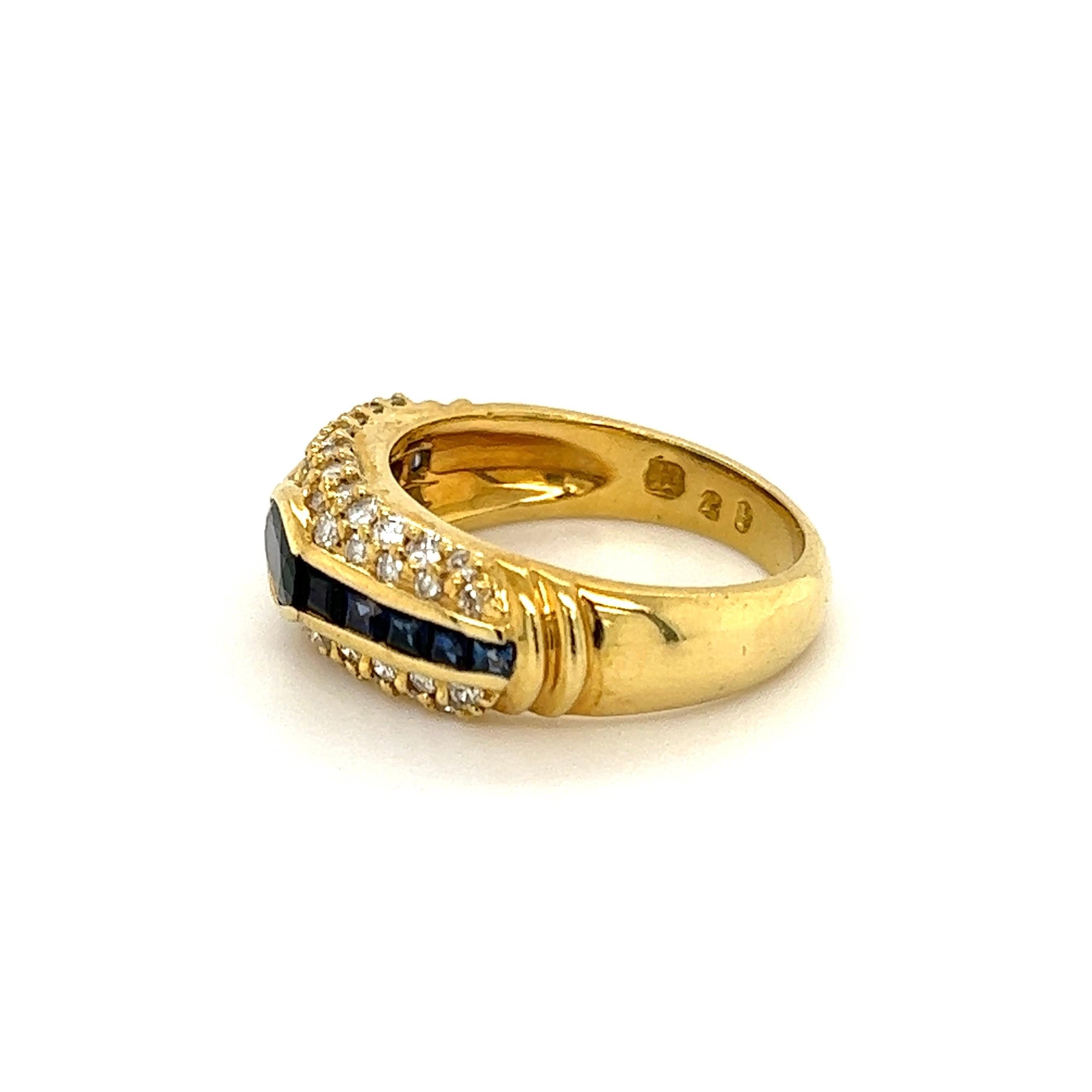 Women's Sapphire and Diamond Hammerman Brothers Gold Band Ring