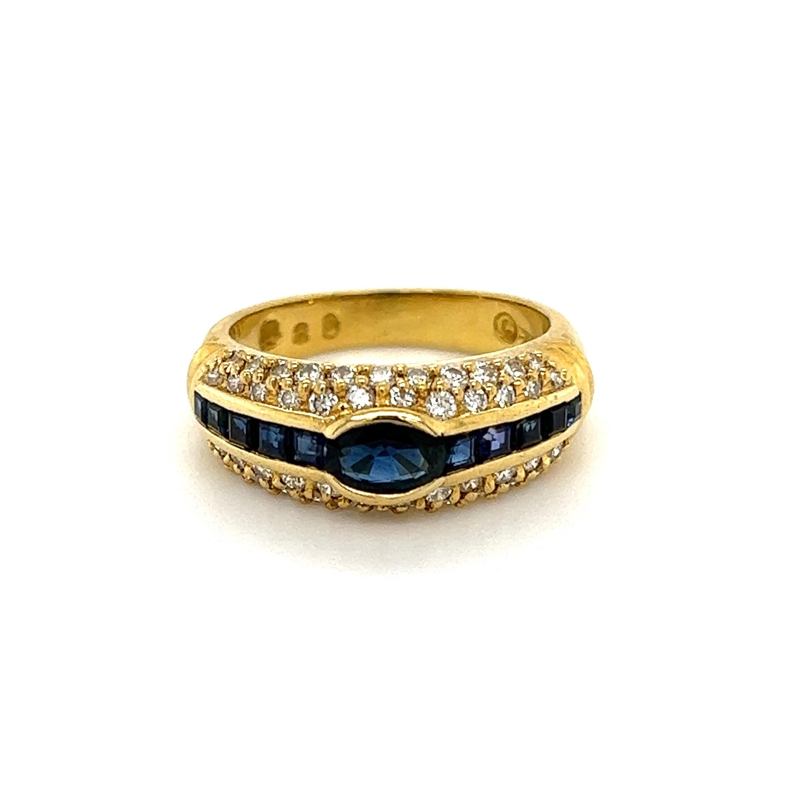 Sapphire and Diamond Hammerman Brothers Gold Band Ring 1