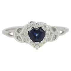 Sapphire and Diamond Heart Cluster Ring