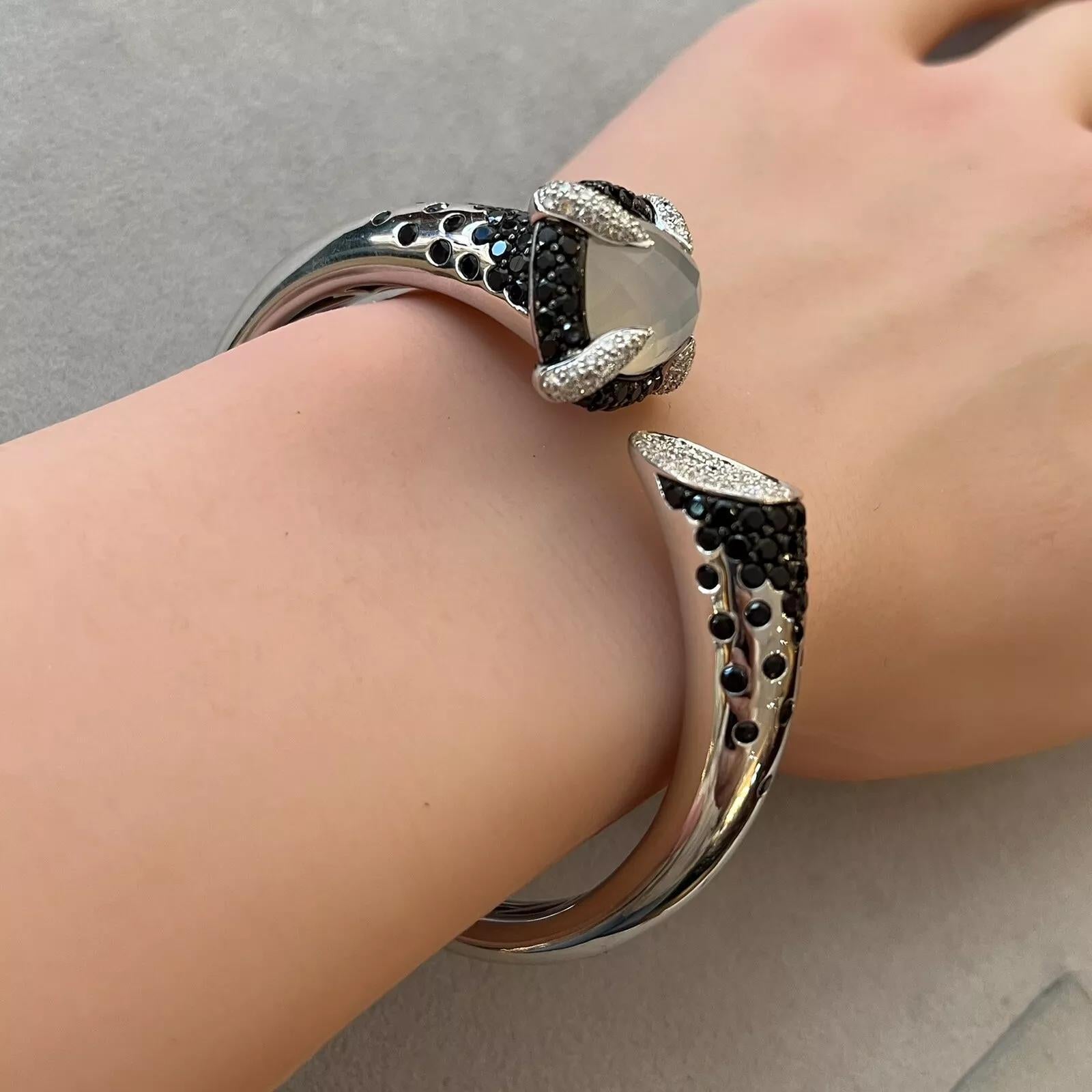 Bracelet à charnière en saphir et diamant en or blanc 18k Pour femmes en vente