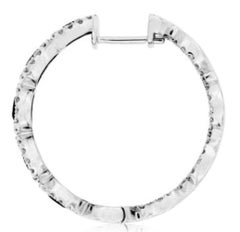 Sapphire and Diamond Hoop Earring, 2.10ct of Sapphire, 1.25 Diamonds 14kt Gold