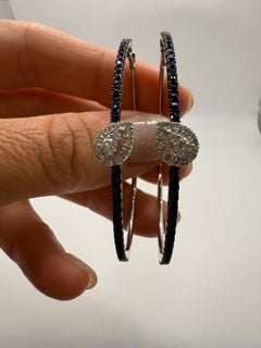 Sapphire and diamond hoop earrings 18KT gold