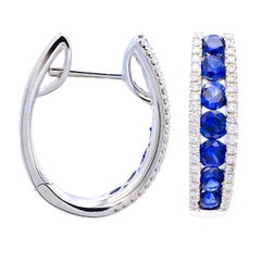 Sapphire and Diamond Hoop Earrings