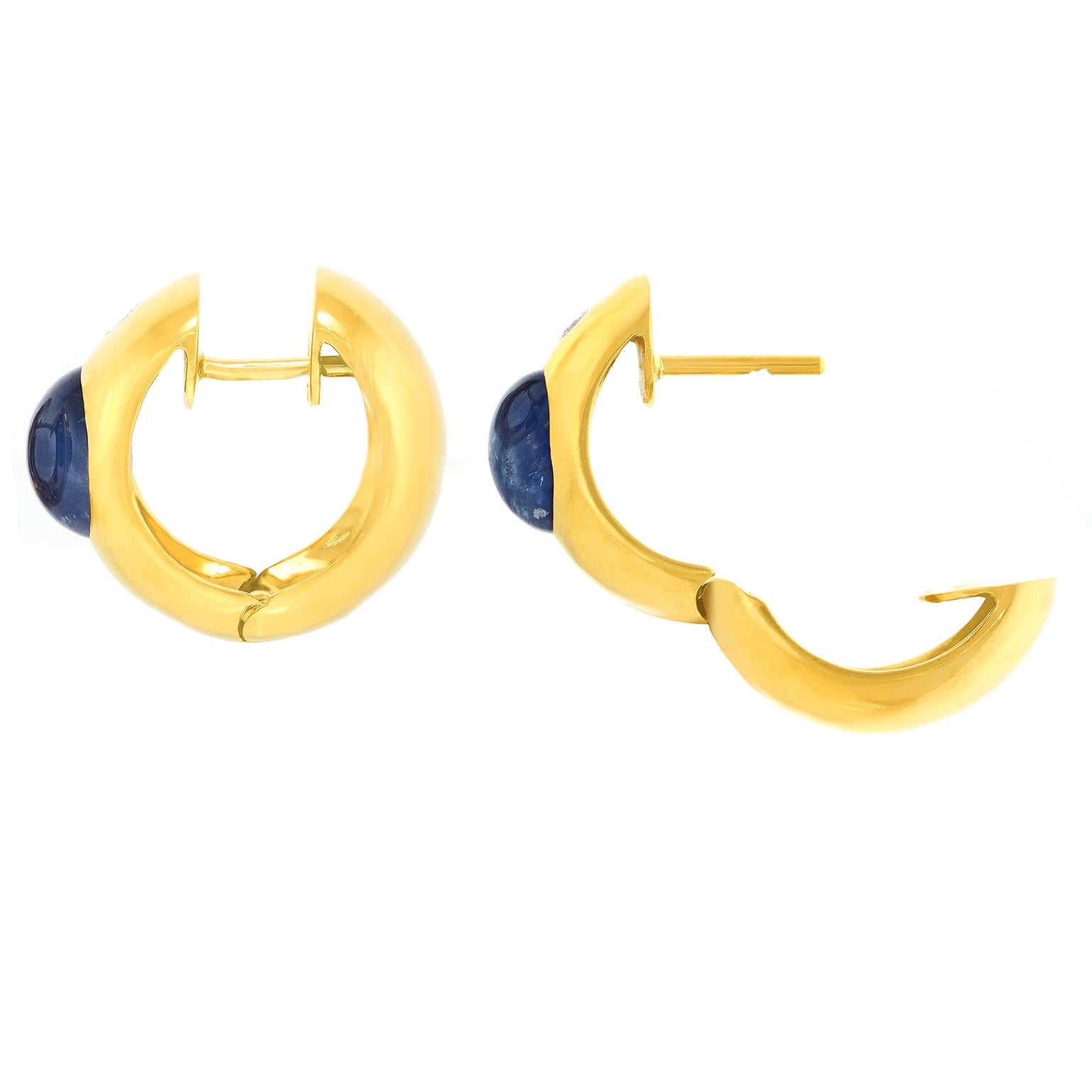 Sapphire and Diamond Huggie Earrings 2