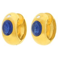 Sapphire and Diamond Huggie Earrings