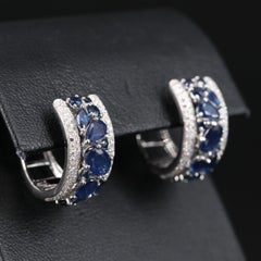 Sapphire and Diamond Huggie Minimalist Crystal Earring Set