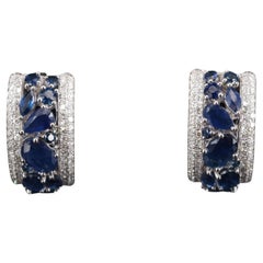 Sapphire and Diamond Huggie Minimalist Crystal Earring Set