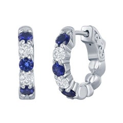 Sapphire and Diamond Huggies Earrings