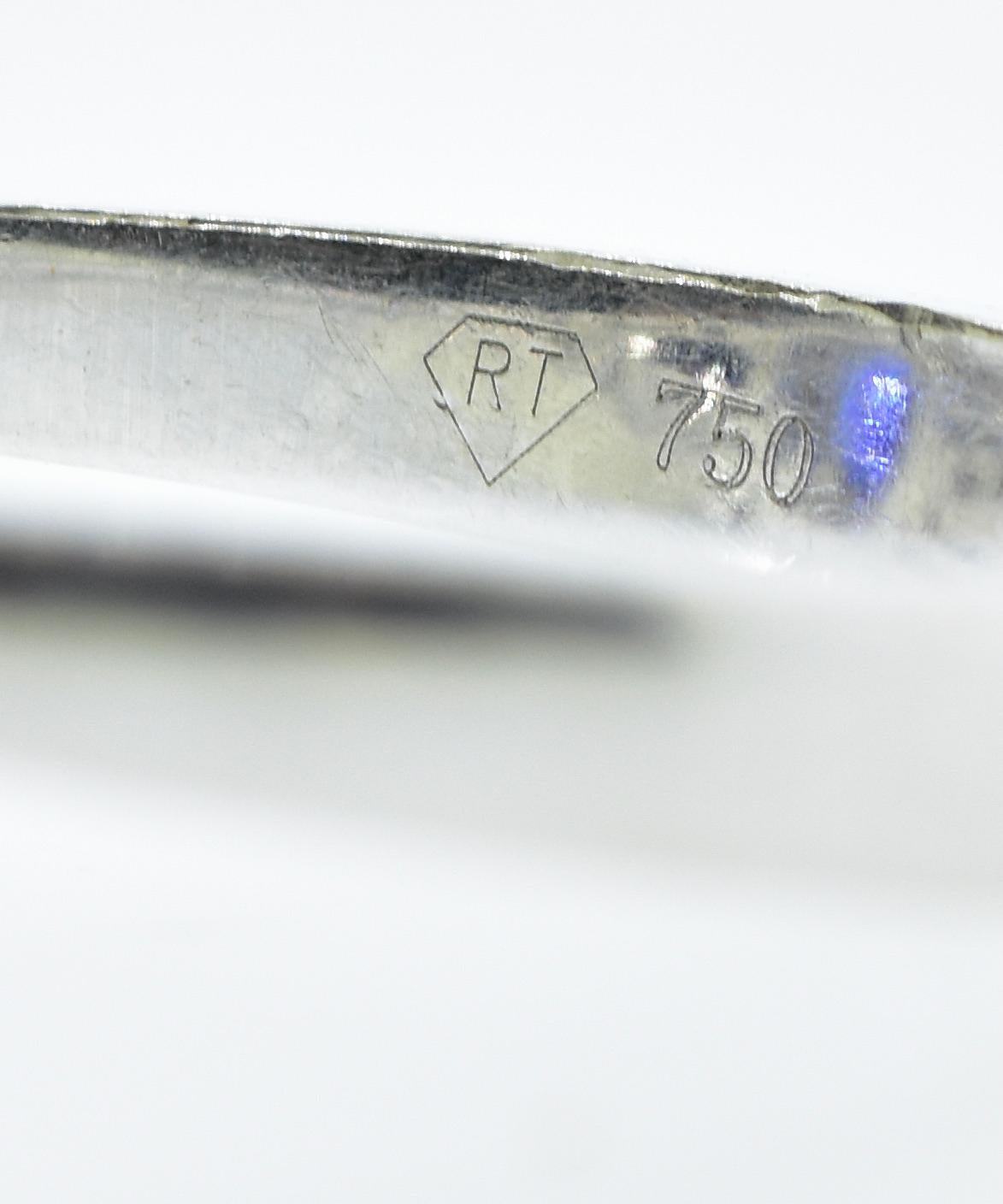 Contemporary Sapphire and Diamond in a Fine Hand Made 18K White Gold Ring