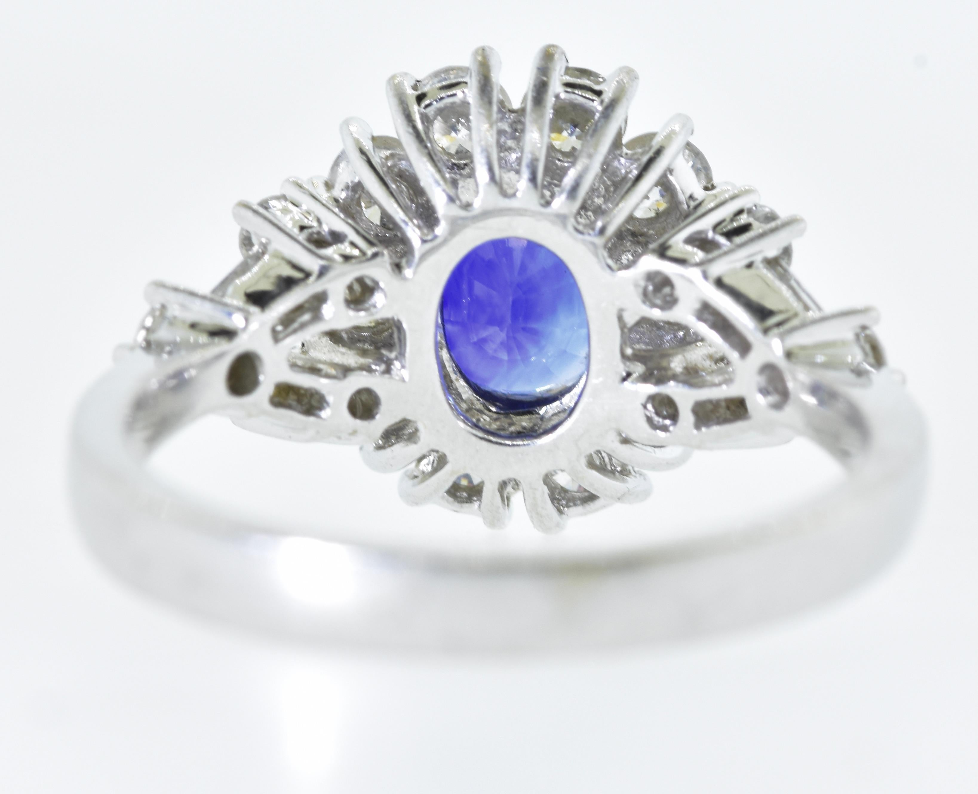 Sapphire and Diamond in a Fine Hand Made 18K White Gold Ring 2