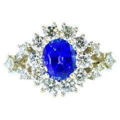 Sapphire and Diamond in a Fine Hand Made 18K White Gold Ring