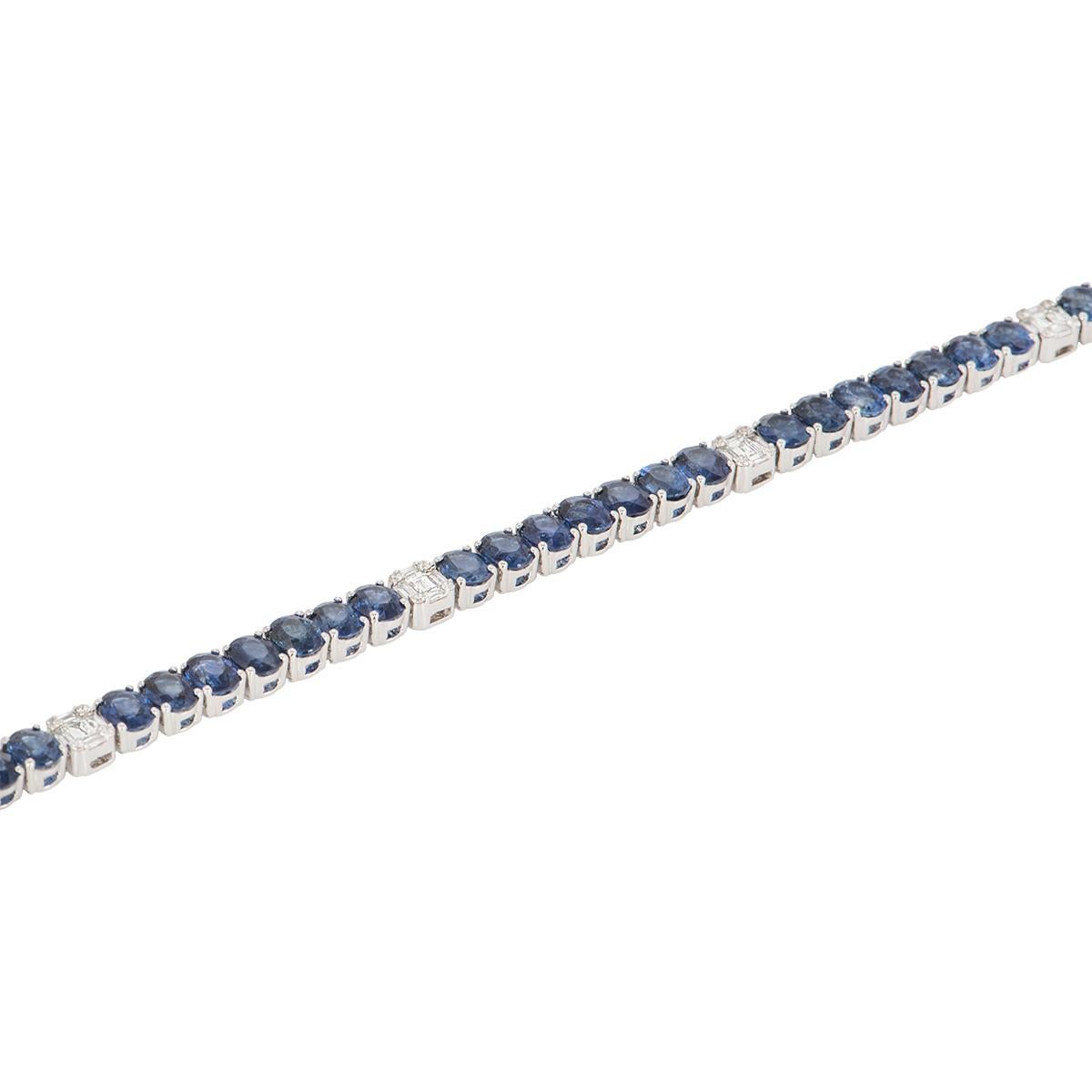 Sapphire and Diamond Line Bracelet In New Condition In London, GB