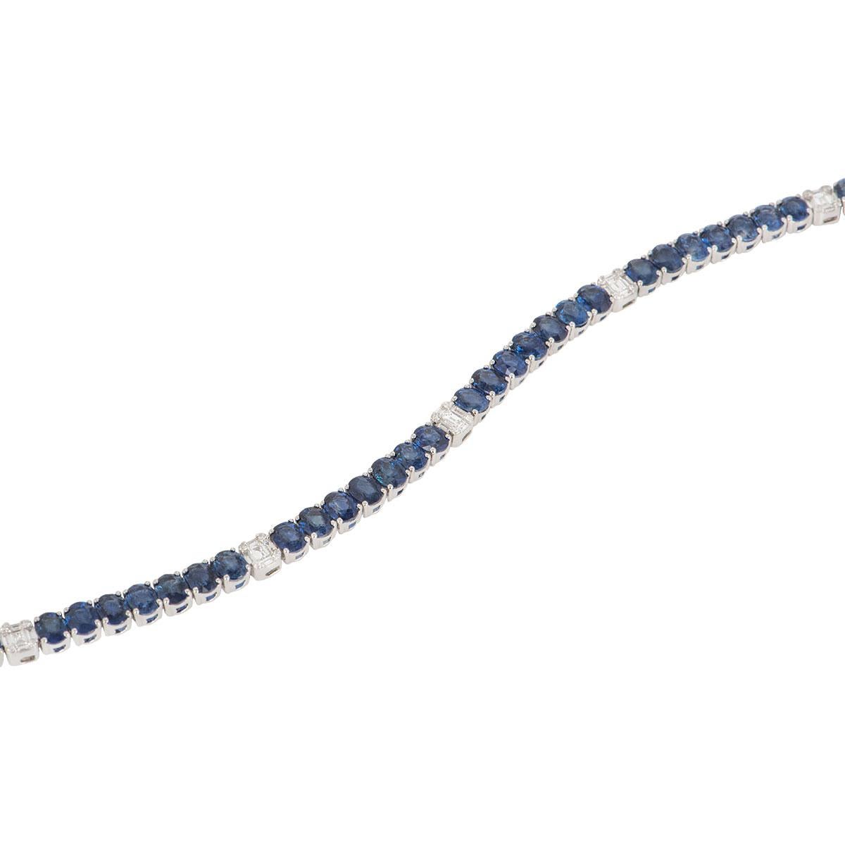 Women's Sapphire and Diamond Line Bracelet