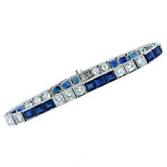Sapphire and Diamond Line Bracelet