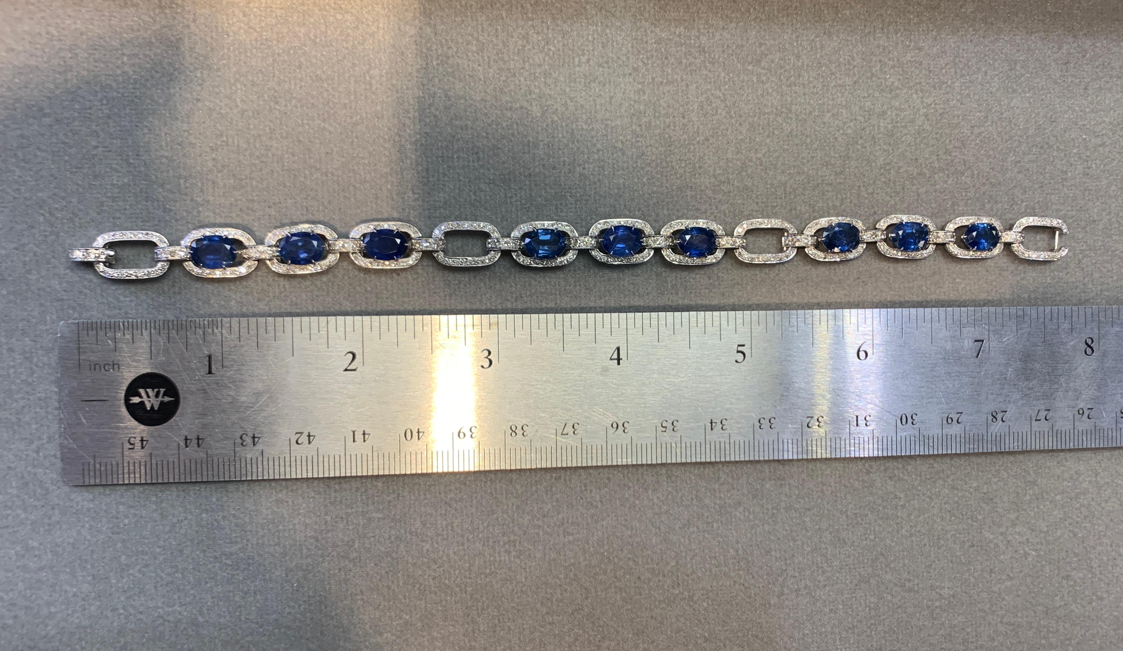 Sapphire and Diamond Link Bracelet  In Excellent Condition For Sale In New York, NY