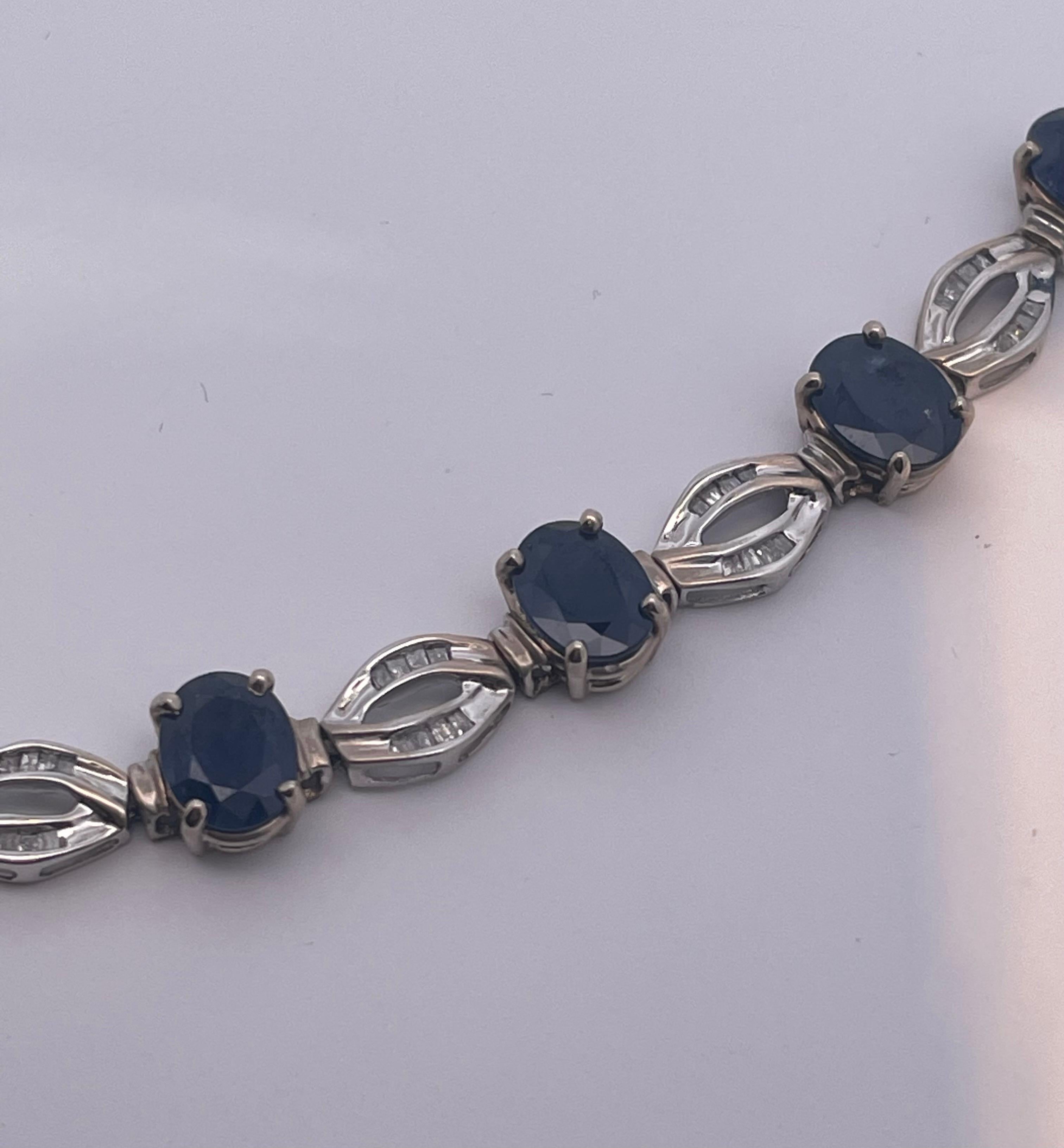 Women's Sapphire and Diamond Link Bracelet For Sale
